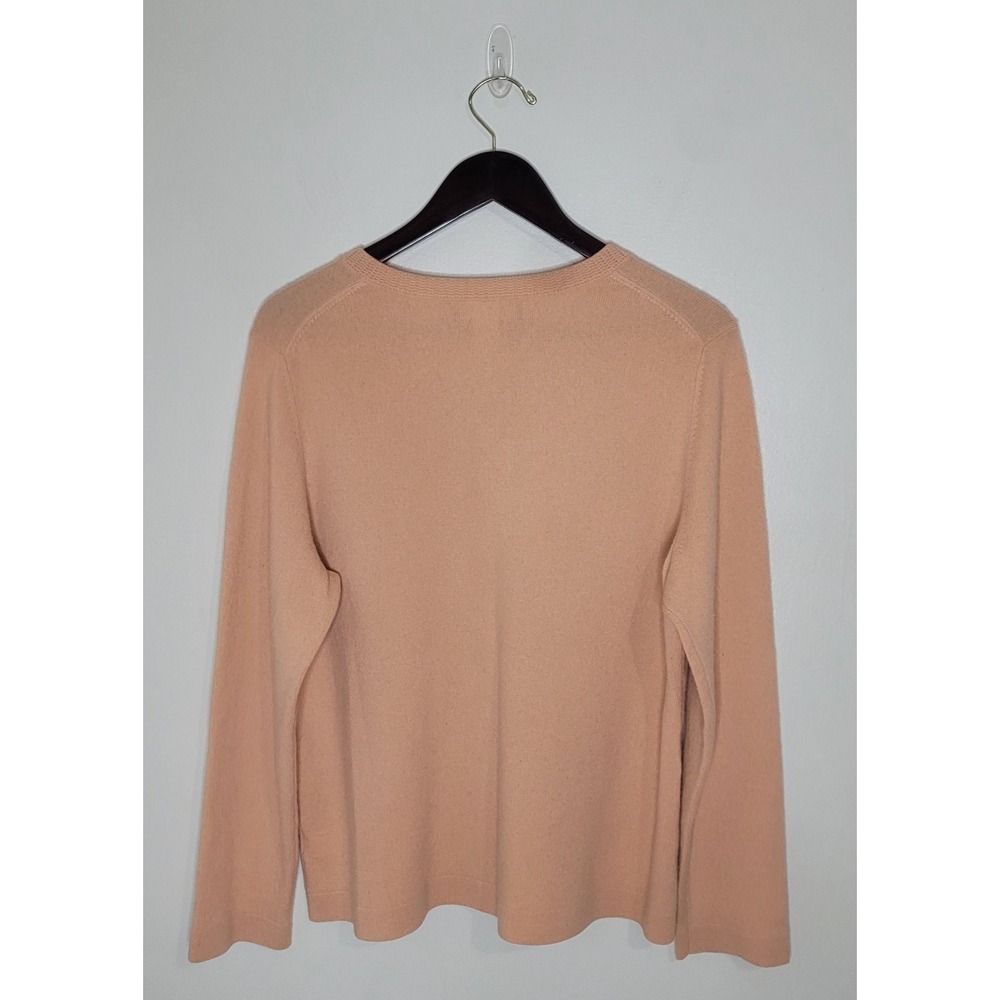 Jones New York 100% Cashmere V Neck Sweater Classic Preppy Coral Peach Size XL - Picture 2 of 5